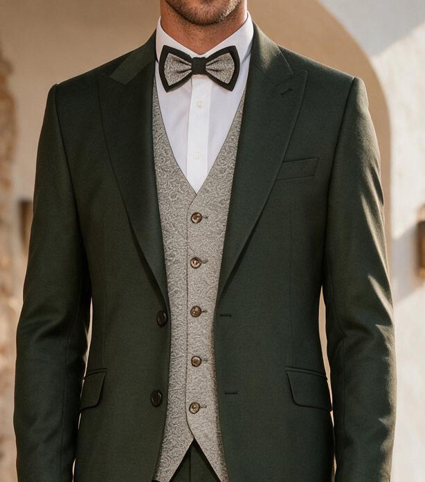 Eleganter Hochzeitsanzug für den Bräutigam mit Weste und Fliege